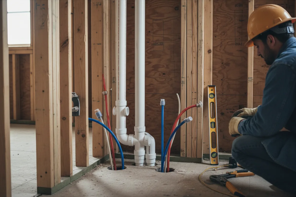 Drain and supply rough-in during Toilet Repair and Installation in Hockley